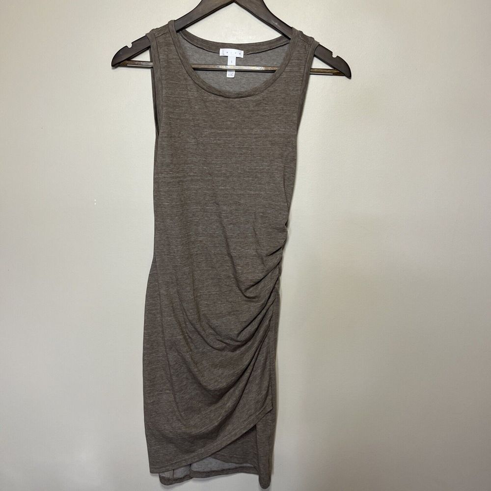 Leith Sleeveless Ruched Mini Dress in Taupe